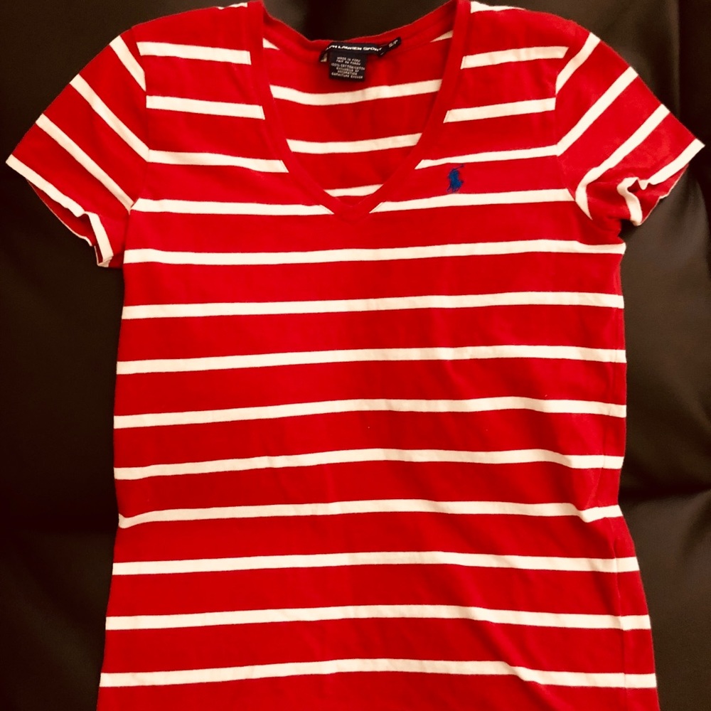 Women’s Ralph Lauren Sport Polo V-neck Red T-shirt